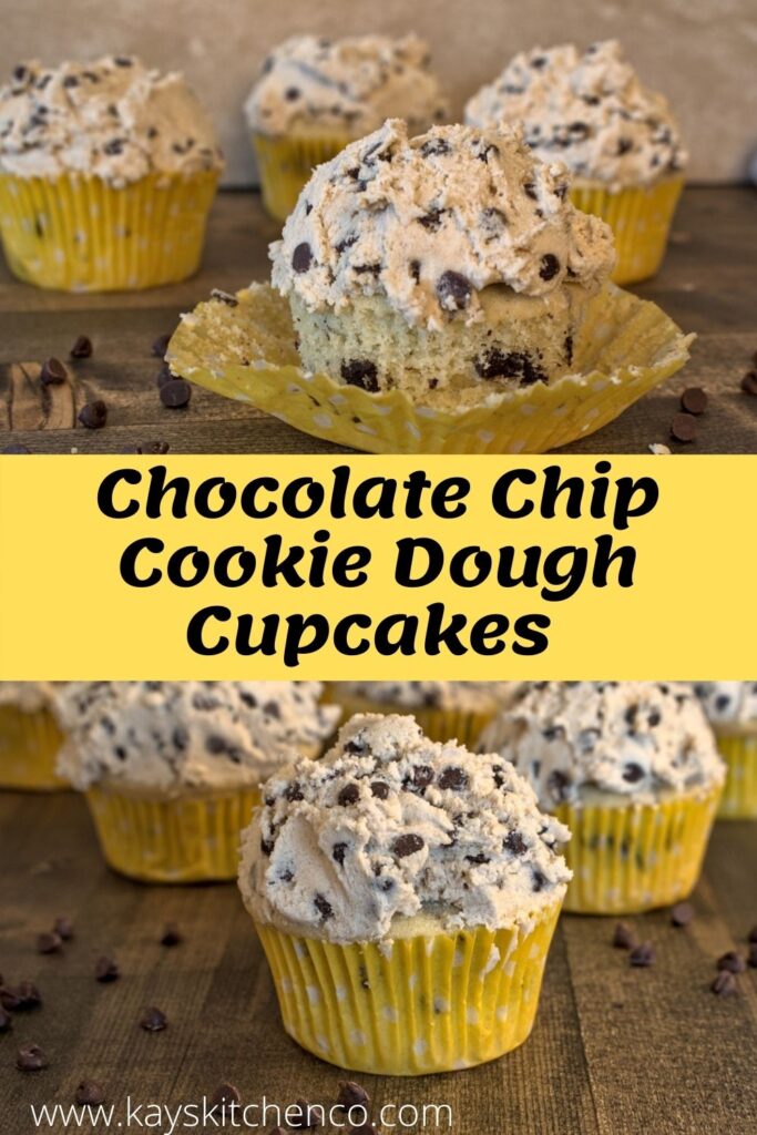 pin image for chocolate chip cookie dough cupcakes