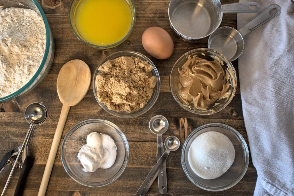 ingredients for chewy peanut butter cookies